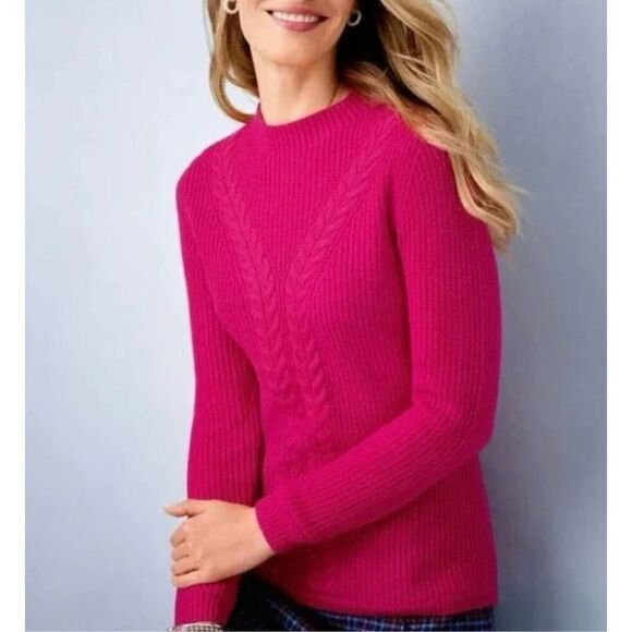 Talbots Sweaters - Talbots Cable Knit Shaker Stitch Lambswool Sweater  size L